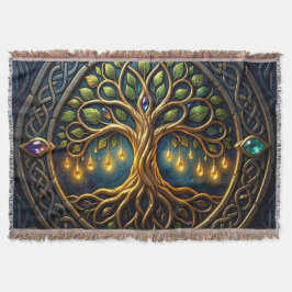 Cobertor Árvore Celestial de Luz Árvore Celta de Ouro da Vi