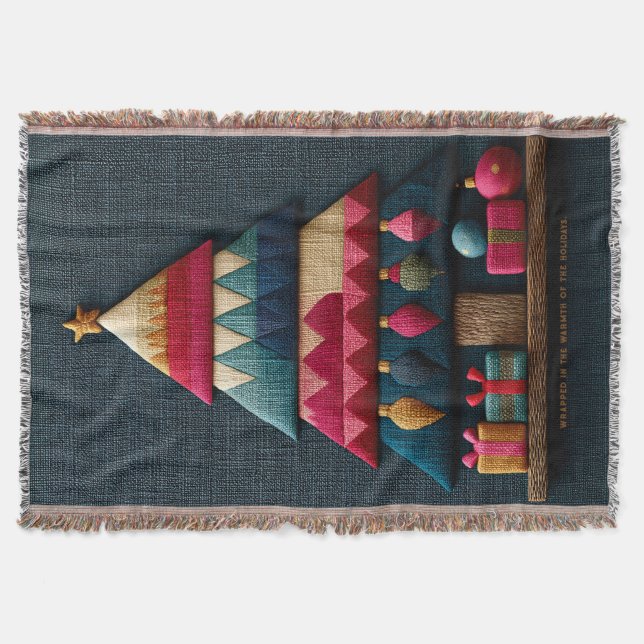 Cobertor Árvore de Natal com Textura de Tecido Acolchoado (Frente)
