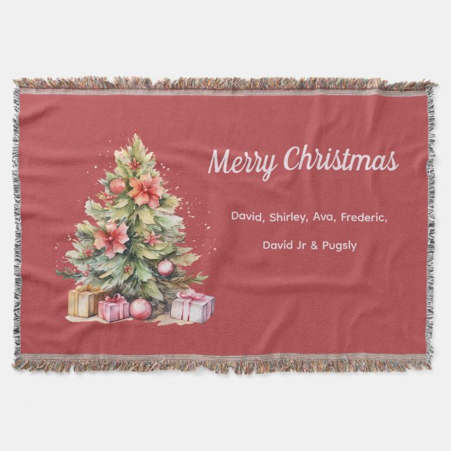 Cobertor Árvore de Natal Personalizada Feliz Natal (Frente)