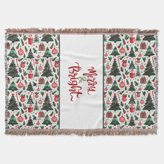 Cobertor Árvore de Natal, presentes, cana doce (Frente)