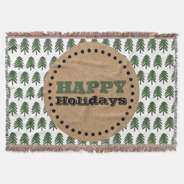 Cobertor Árvore de Natal Verde e Branca Moderna (Frente)