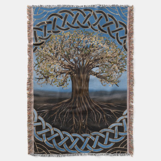 Cobertor Árvore de vida - desenho de Yggdrasil (Frente Vertical)