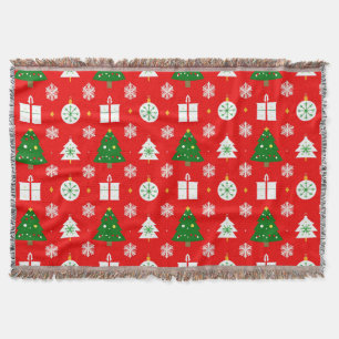 Cobertor ❄️ Árvores de Natal & Flocos de Neve 🎄 Inverno Fe