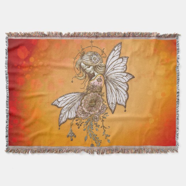 Cobertor Asas ouros e sonhos florescentes, a fada mágica (Frente)