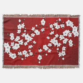 Cobertor Asia Floral White Chersom Red