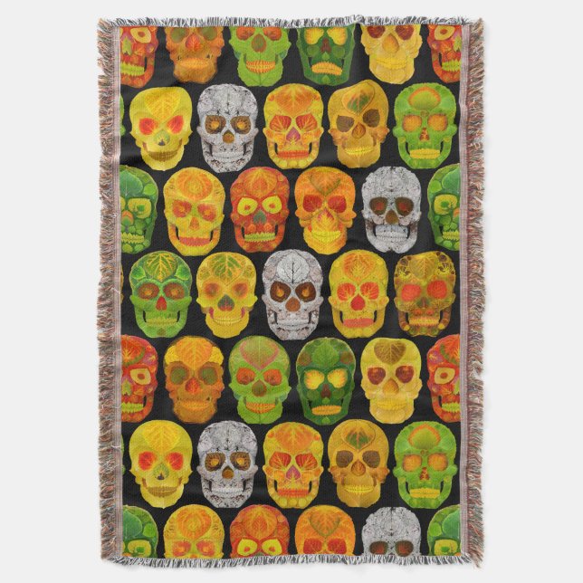 Cobertor Aspen Leaf Skulls padrão sem falhas 2018 (Frente Vertical)