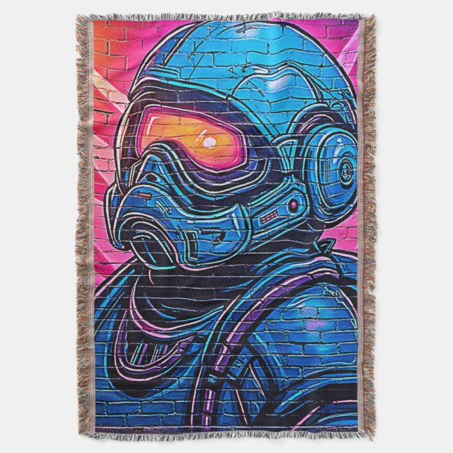 Cobertor Astronauta Neon Cyberpunk (Frente Vertical)