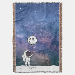 Cobertor Astronauta no espaço com balão da lua cosmos estre