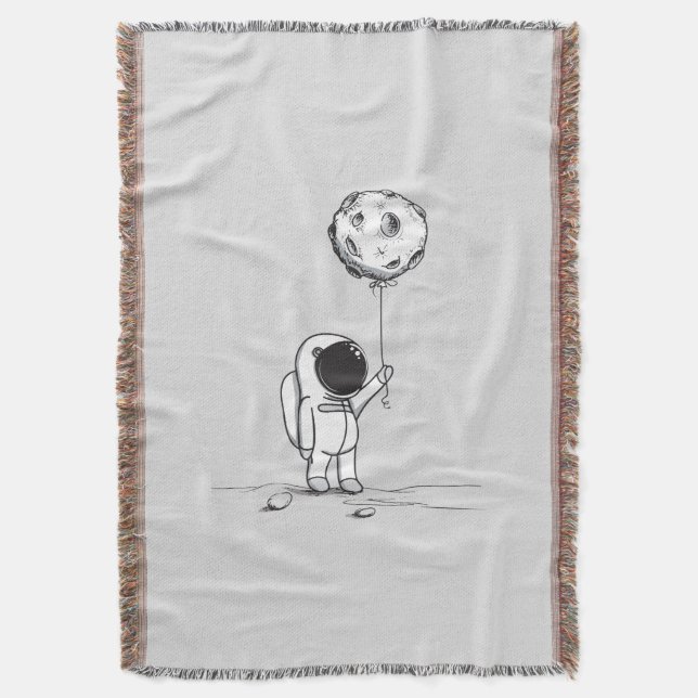 Cobertor Astronauta no espaço com balão da lua cosmos estre (Frente Vertical)