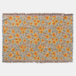 Cobertor Autumn Fall Floral Pattern Sage Green