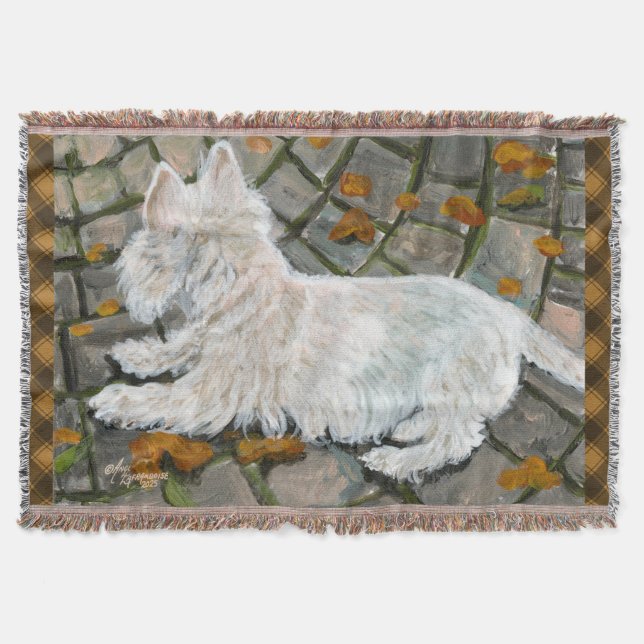 Cobertor Autumn Leaves Westie no Pacio (Frente)