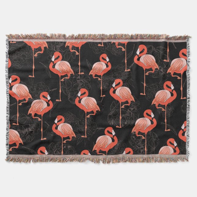 Cobertor Aves Flamingos: Design de têxteis de vindima (Frente)