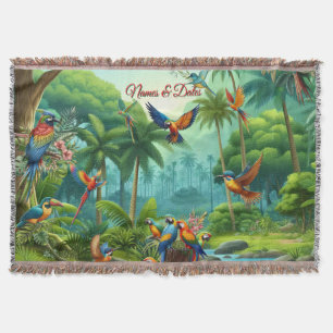 Cobertor Aves Tropicais Coloridas entre Planta Vibrante, Lu