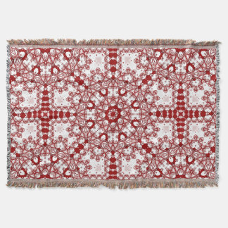 Cobertor Azra - Mandala Geométrica Vermelha e Branca