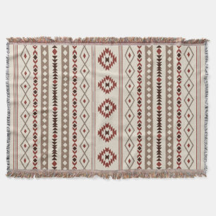 Cobertor Aztec Browns Rust Cream Mixed Motifs V Pattern