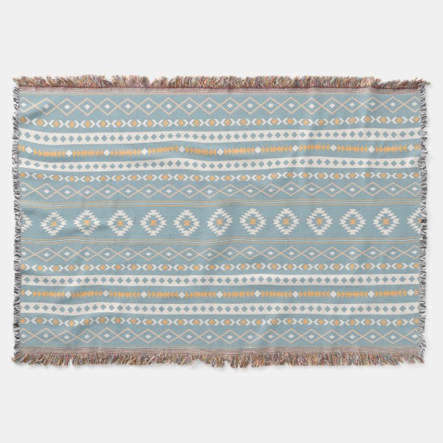 Cobertor Aztec Cream Orange Blue Mixed Motif H Padrão (Frente)