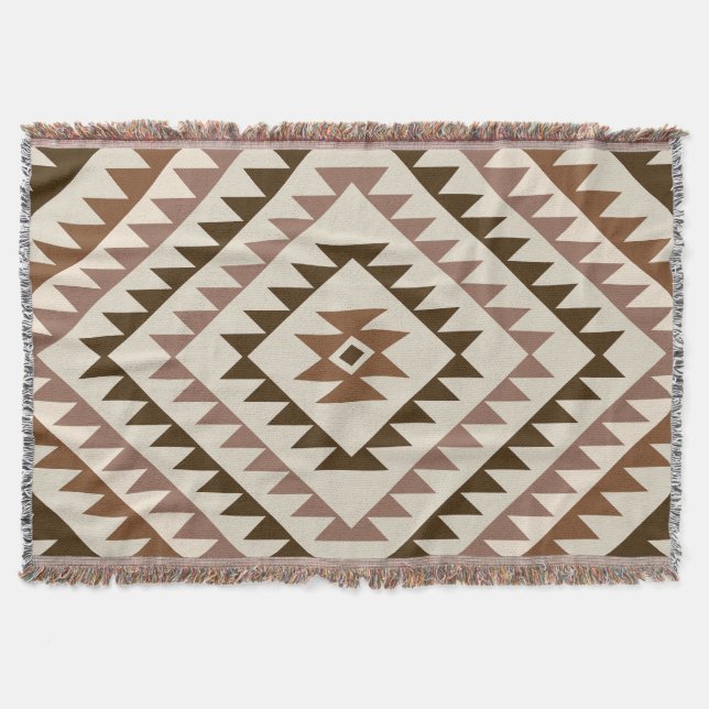 Cobertor Aztec Diamond Motif Design Browns+Cream (Frente)