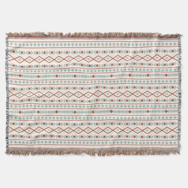 Cobertor Aztec Formas Padrão Rust Teal Cream (Frente)