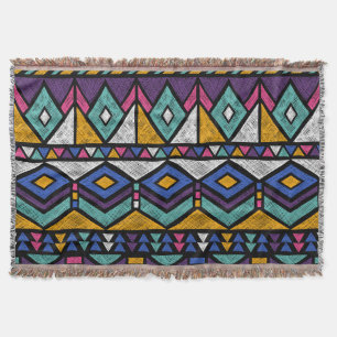 Cobertor Aztec Geométrico Tribal: Padrão Vintage Colorido