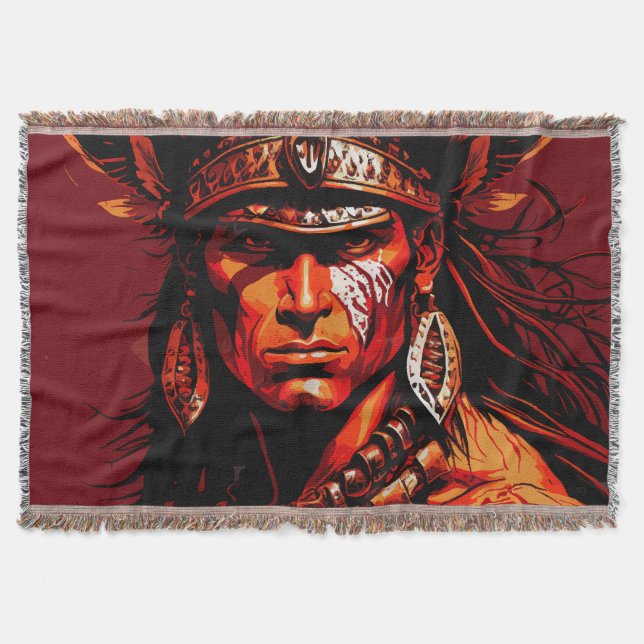 Cobertor Aztec guerreiro, cultura asteca, cultura maia (Frente)