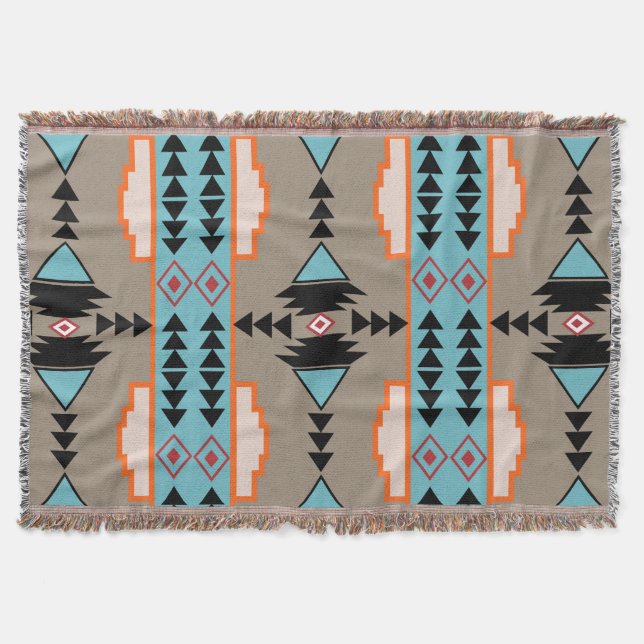 Cobertor Aztec Mexican Geometric Pattern (Frente)