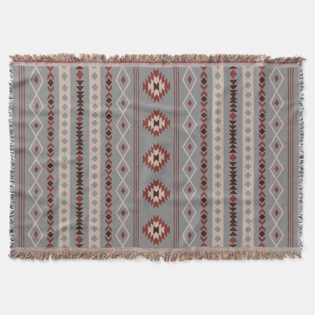Cobertor Aztec Rust Cream Brown Mixes Motifs V Padrão (Frente)