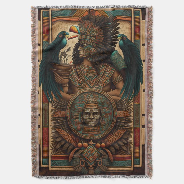 Cobertor Aztec Warrior Blanket Colorido (Frente Vertical)