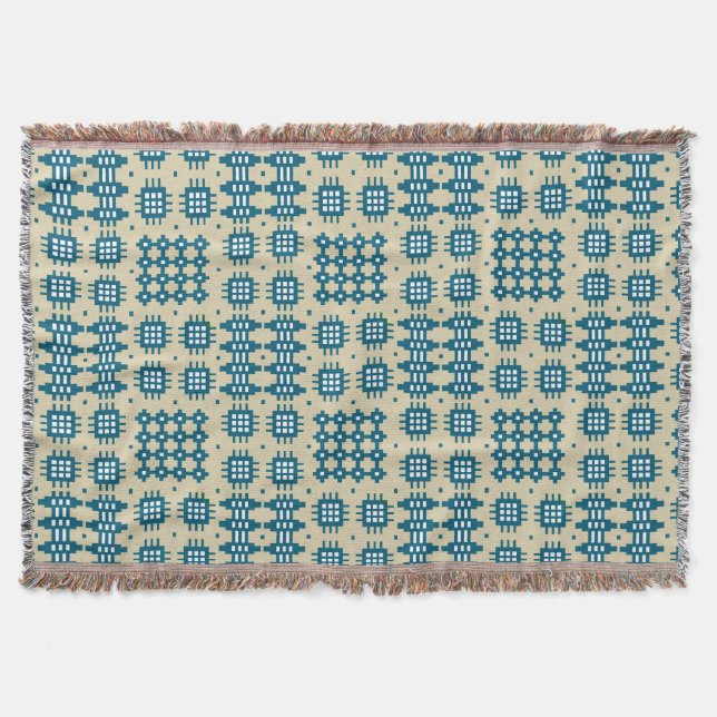 Cobertor Azuis marinhos na cobertura bege do teste padrão (Frente)