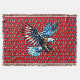 Cobertor Azul Branco Vermelho Patriótico Americano