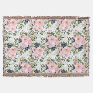 Cobertor Azul Cor-de-Água Cor Azul Floral Folha Verde