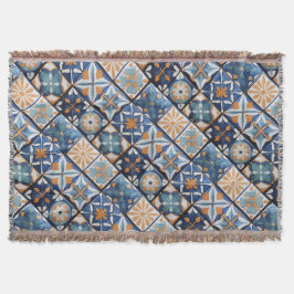 Cobertor Azul e laranja extraordinários, árabe e marroquino