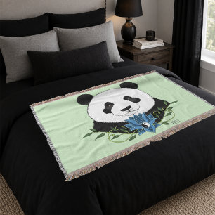 Cobertor Azul Flor de Lotus Panda Bear