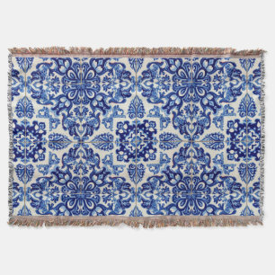 Cobertor Azul Índigo Azulejo Português Lisboa Talavera