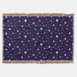 Cobertor Azul Rosa Estrelas Roxas Espaço Cósmico Céu Noturn