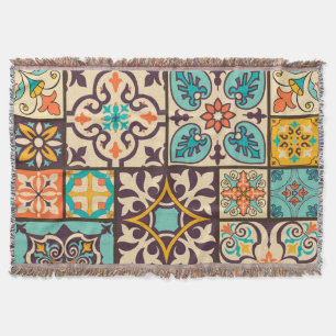 Cobertor Azulejo Colorido de Patchwork Islam Motifs