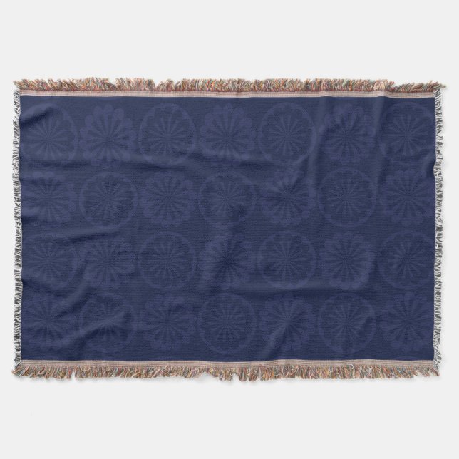 Cobertor Azulejo de Padrão de Círculo Giratório Azul (Frente)