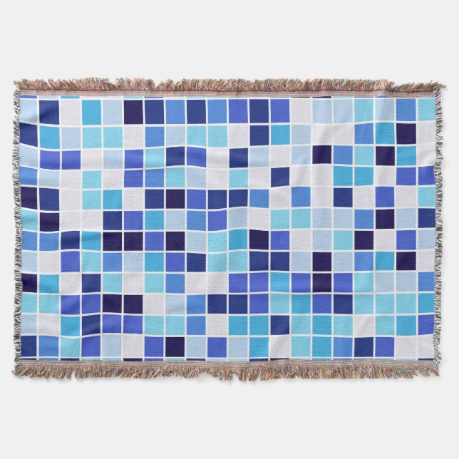 Cobertor Azulejos piscinas, Azulejos Mosaicos Azuis, Padrão (Frente)