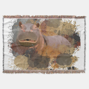 Cobertor Baby Hippo Abstrato Paint Splatter Willife