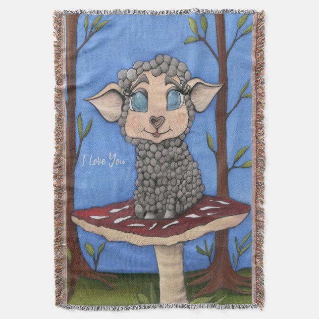 Cobertor Baby Sheep on Toadstool (Frente Vertical)