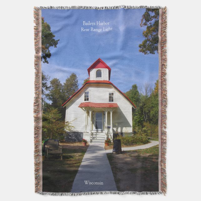 Cobertor Baileys Harbor Rear Range Light throw blanket (Frente Vertical)