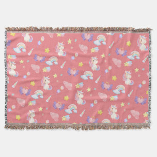 Cobertor Balão-arco-íris de unicórnio rosa-claro