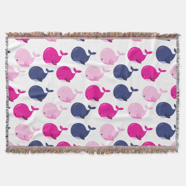 Cobertor Baleias Cutas, Padrão De Baleias, Animais Do Mar (Frente)