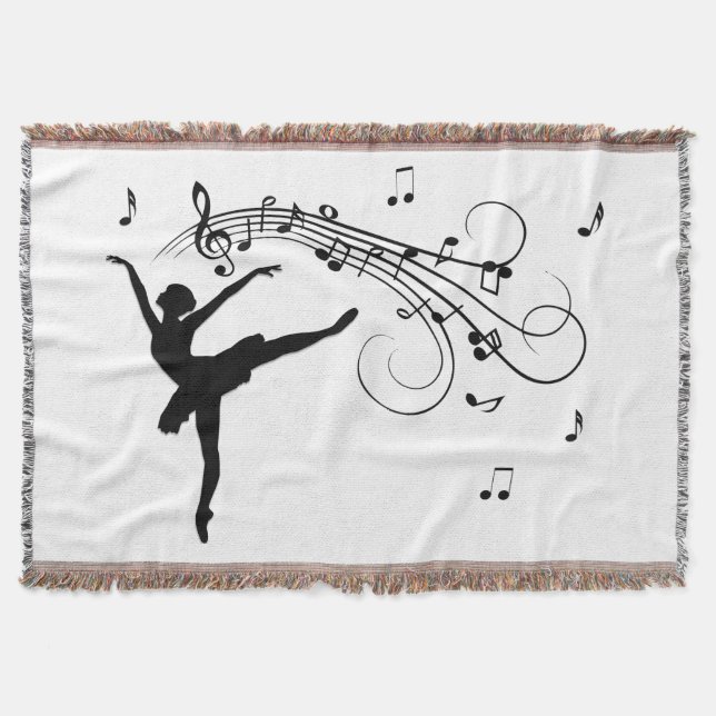Cobertor Ballerina Dançando com Notas de Música (Frente)
