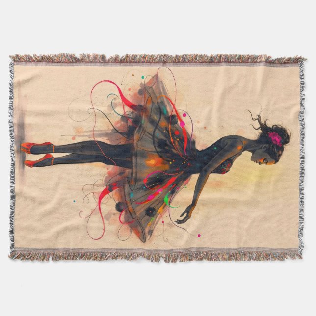 Cobertor Ballerina Tanzt in Farbexplosion (Frente)