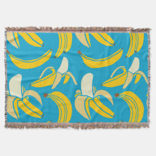 Cobertor Bananas amarelas, padrão de fundo azul