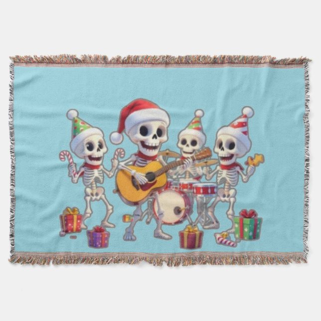 Cobertor Banda Divertida de Esqueleto Natal e Ano Novo – Ca (Frente)