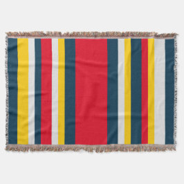 Cobertor Bandas Amarelas Vermelhas Azuis