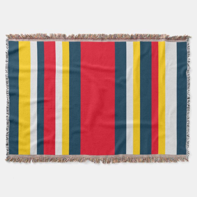 Cobertor Bandas Amarelas Vermelhas Azuis (Frente)