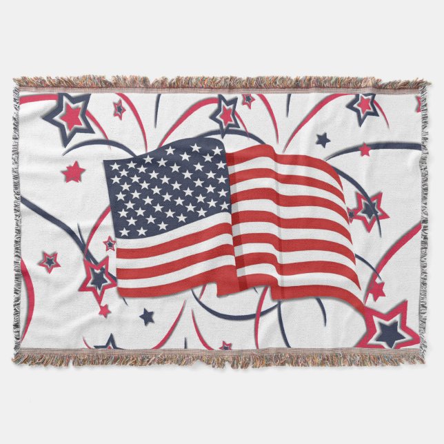 Cobertor Bandeira Americana e Fireworks (Frente)