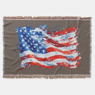 Cobertor Bandeira Americana EUA Aquarela 4 de Julho